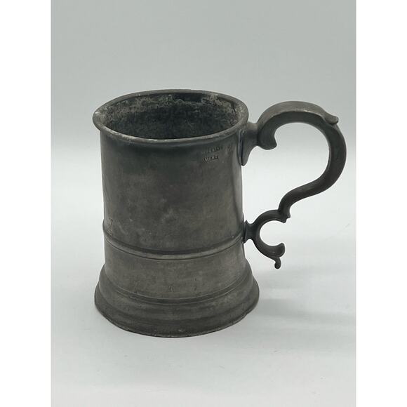 Antique Imperial Quart Victorian Pewter Mug 1874 L&R Merry - Picture 2 of 8